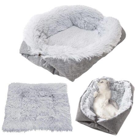 Lit carré en polyester pour animaux de compagnie, mousse à mémoire de forme pliable, contrôle des odeurs, pour petits animaux de compagnie, lapins, chats,